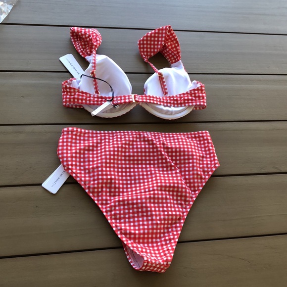 Weworewhat high waisted red gingham plaid bikini - Picture 4 of 6